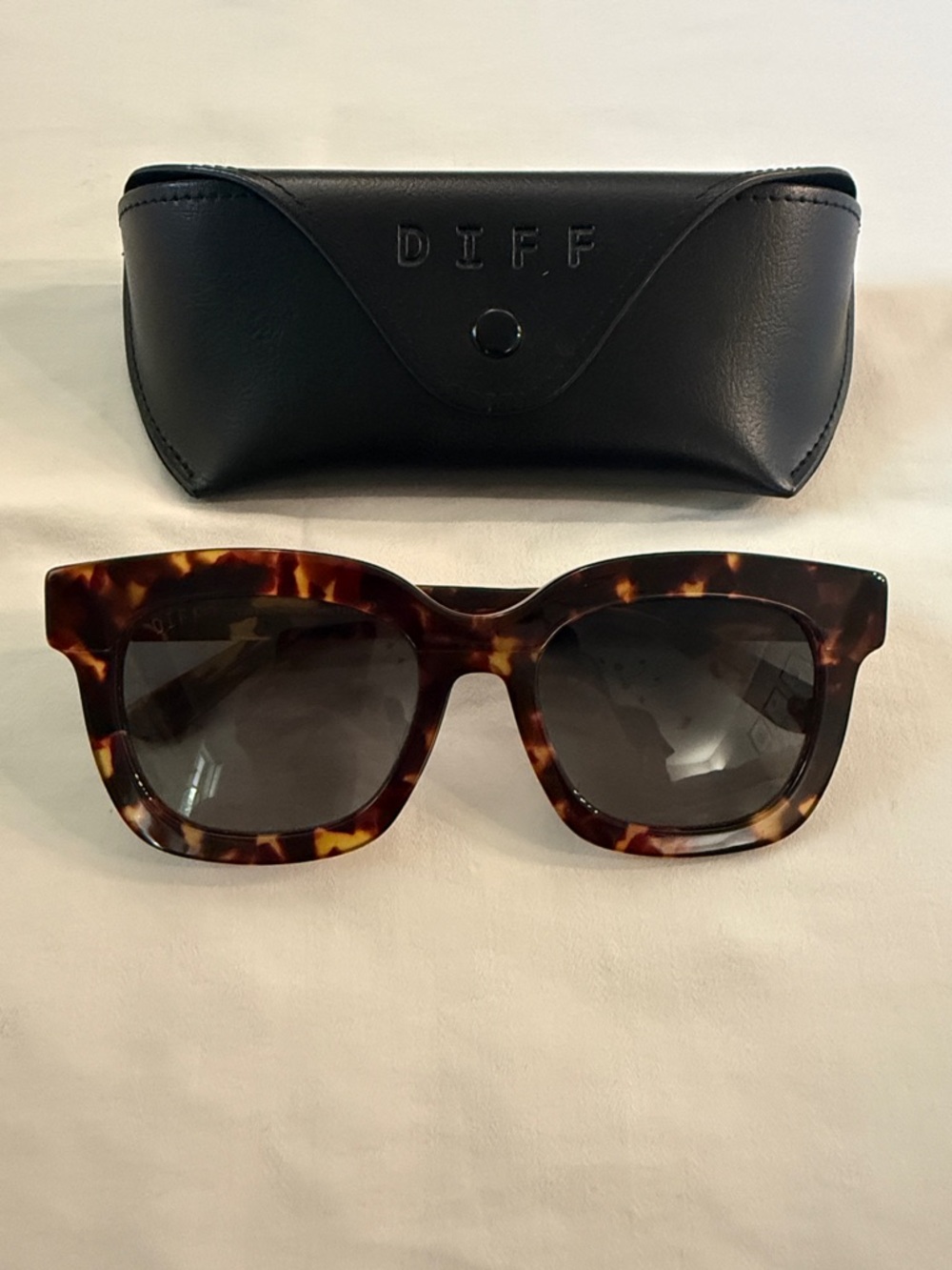 DIFF Tortoiseshell Square Sunglasses - Brown Frame, Smoke Lenses